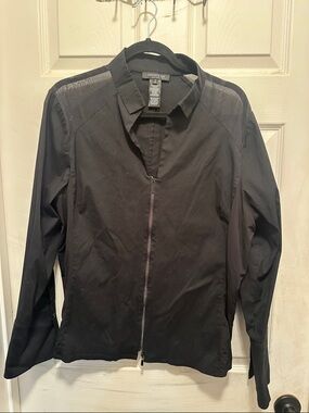 Lafayette 148 New York Black Jacket with Collar and Zip